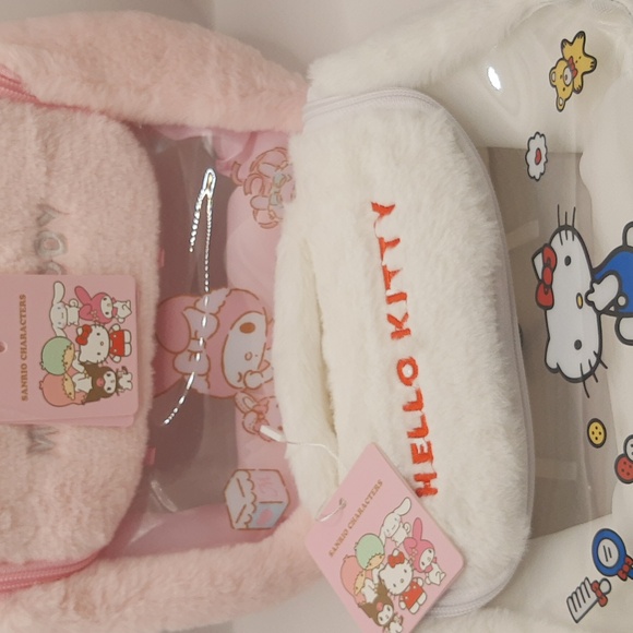 Sanrio HELLO KITTY Plush Clear Organizer Travel Storage Makeup Toiletries Bag - Picture 3 of 13